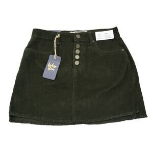 Indigo Rein Skirt Womens 5 Moss Green Corduroy Five Button Mid Rise Mini Bottoms